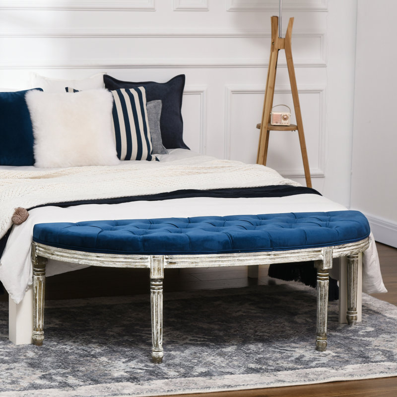 Alida Polyester Upholstered Bench, Blue