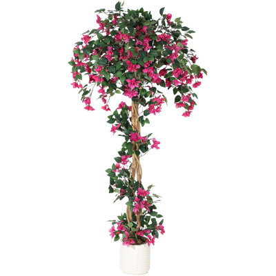 6FT Artificial Bougainvillea Tree with Pink Flowers, Faux Indoor Outdoor Decor Plant