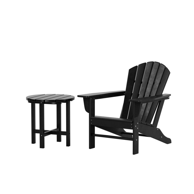 Chaise Adirondack en plastique / résine Altura avec table, Noir