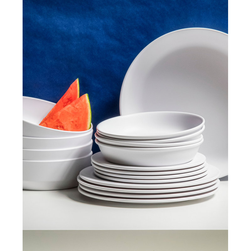 Set of 6 White Melamine Low Bowls