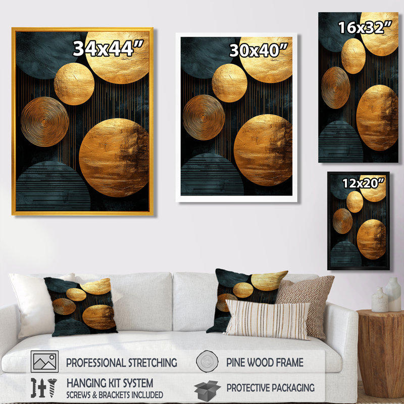 Shivdas - Abstract Wall Art Prints, H 40 po x l 30 po, Reproduction encadrée sans passe-partout, Doré