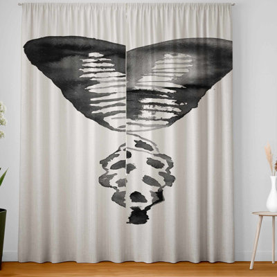 Black Butterfly Blackout Window Curtain Pair | Home Decor