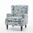 Duward Boho Blue Floral Upholstered Wingback Accent Chair with Nailhead Trim-2107358654
