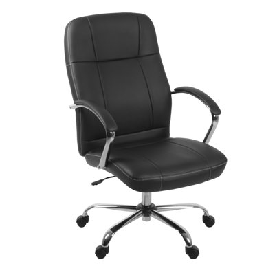 Latitude Run® Cielo Leatherette Executive Mid-back Arm Office Chair, Black