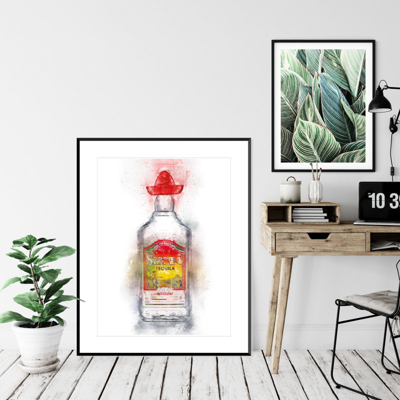 Tequila Bottle - Single Picture Frame Print on Wood