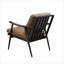 Compact Single-Seat Modern Accent Arm Chair with Metal Legs, Genuine Leather Brown Finish