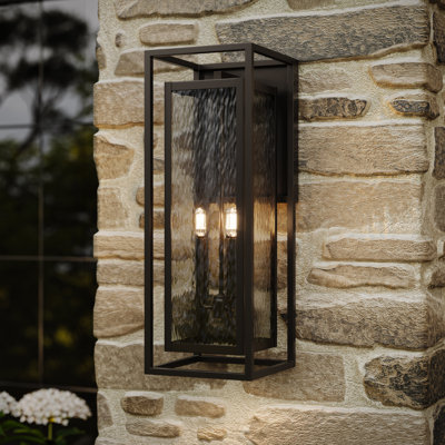 Applique murale d'extérieur 3 lumières 25 po avec verre d'eau transparent Shaw