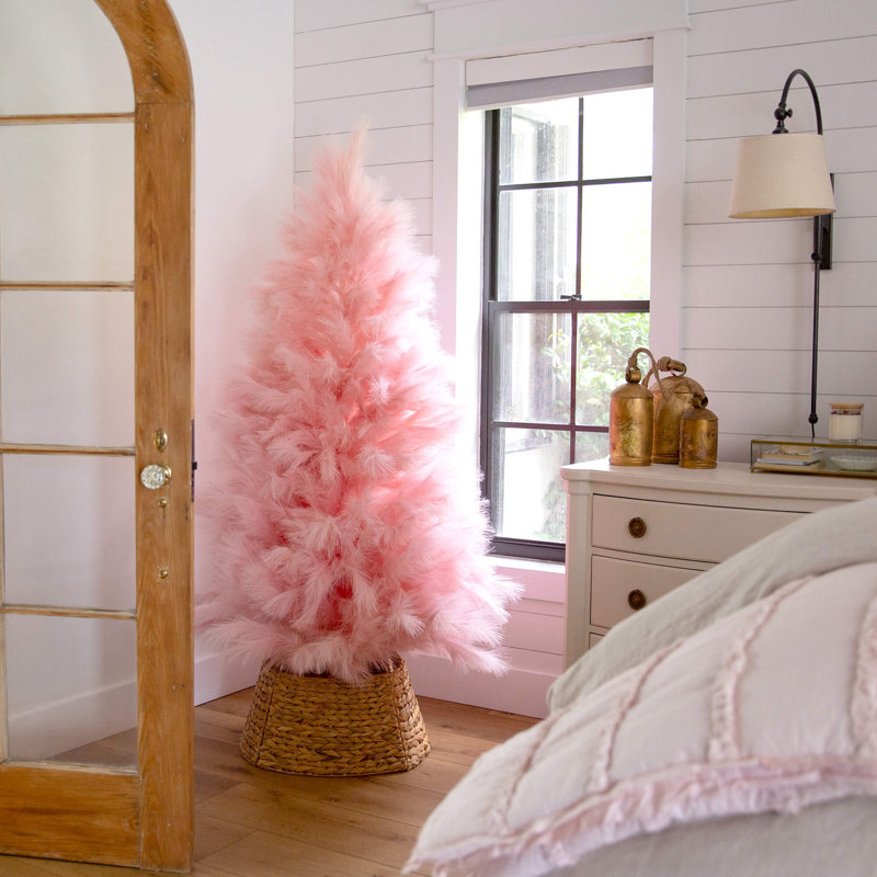 Arbre de Noël artificiel rose Pampas Grass, H 6 po x l 40 po x P 24 po