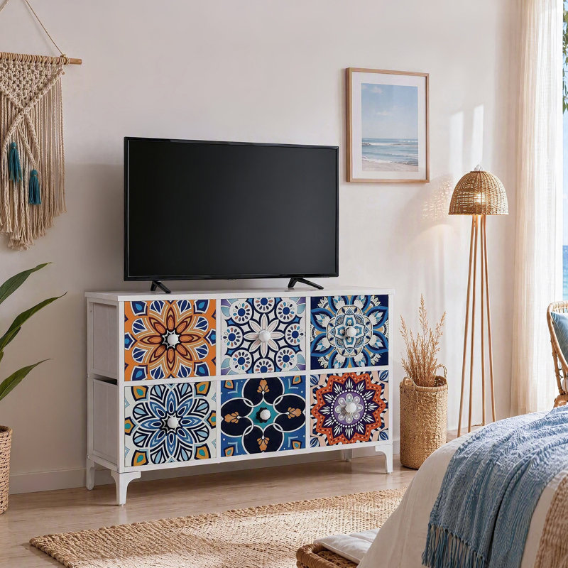 Gallery Dresser for Bedroom, 6 Drawer Dresser, Lingerie Chest of Drawers for Bedroom, 25.6'' H X 39.4'' W X 11.7'' D, TV Stand Dresser