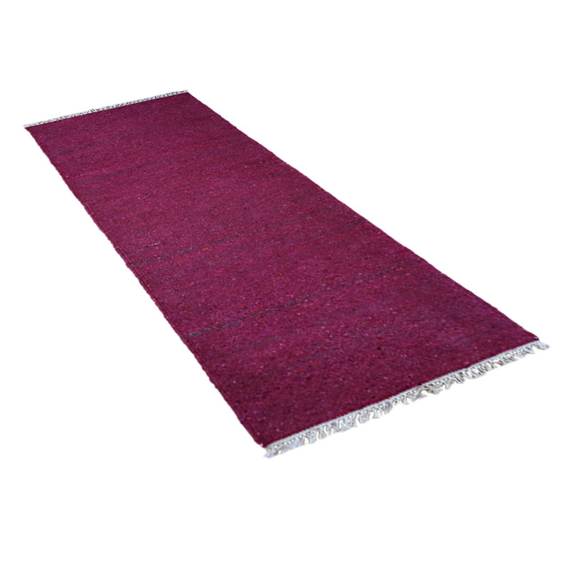 Tapis de couloir rose en coton et polyester tissé à la main, Tapis de couloir 2 pi 6 po x 8 pi