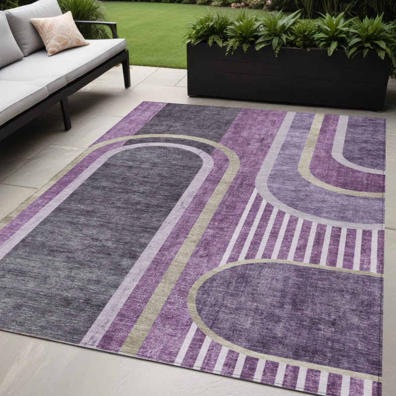 Tapis extérieur lavable et antidérapant mauve et noir 5 pi x 8 pi