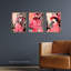 Pink Downtown Women Winter Retro Fashion - 3 Piece No Frame Print Set-1267711694