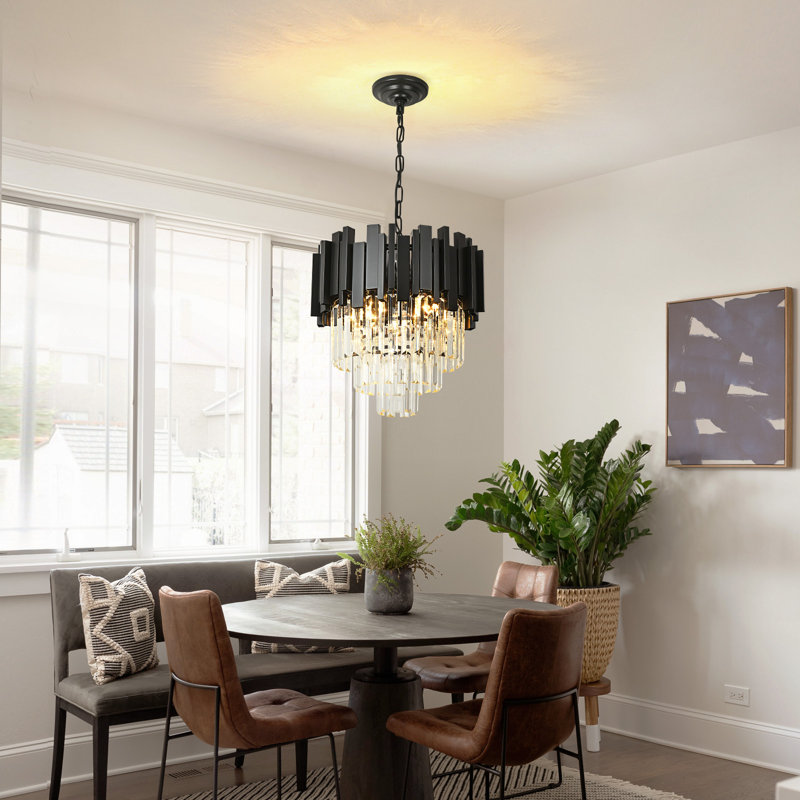 Aaston Chandelier, Black, 4, 135cm H x 39cm W x 39cm D