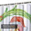 Rideau de douche de Noël avec flamants roses et aquarelle-470432777