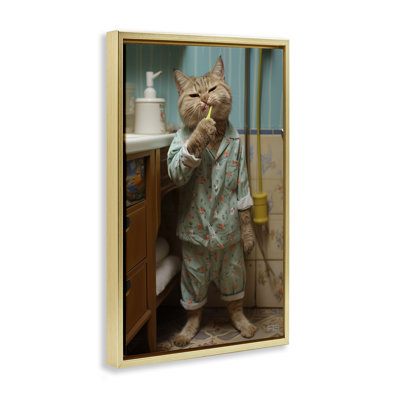 Chat flottant sur toile encadrée par Roozbeh Bahramali