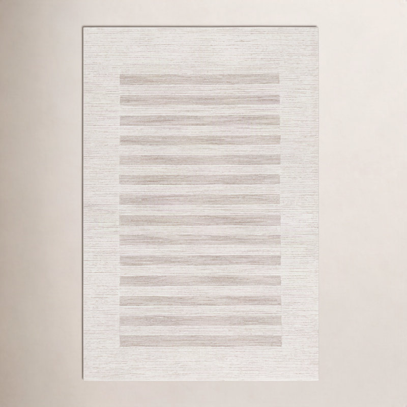 Fonti Striped Hand-Tufted Wool Area Rug, Rectangle 5' x 8'