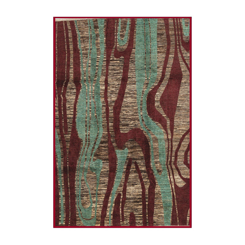 Tapis bleu sarcelle / brun Monyette, Rectangle 2 pi x 3 pi