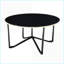 Ensemble de 3 tables basses et tables de bout de salon avec plateau en verre trempé noir, structure en métal moderne, facile à nettoyer