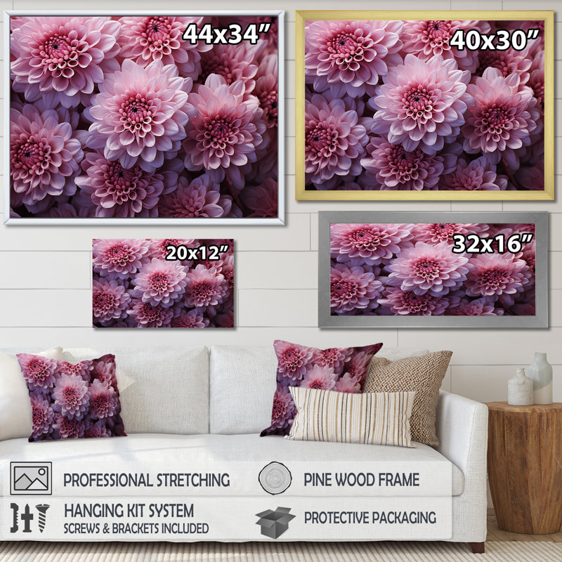 Joyeuse sérénité mamans mauves sur toile, Cadre simple argenté, H 16 po x l 32 po x P 1 po