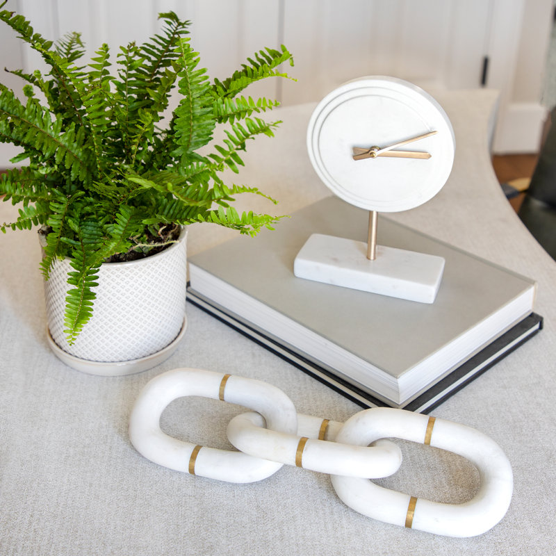 Interlocking Loop Knot Statement Marble Sculpture Decor, White