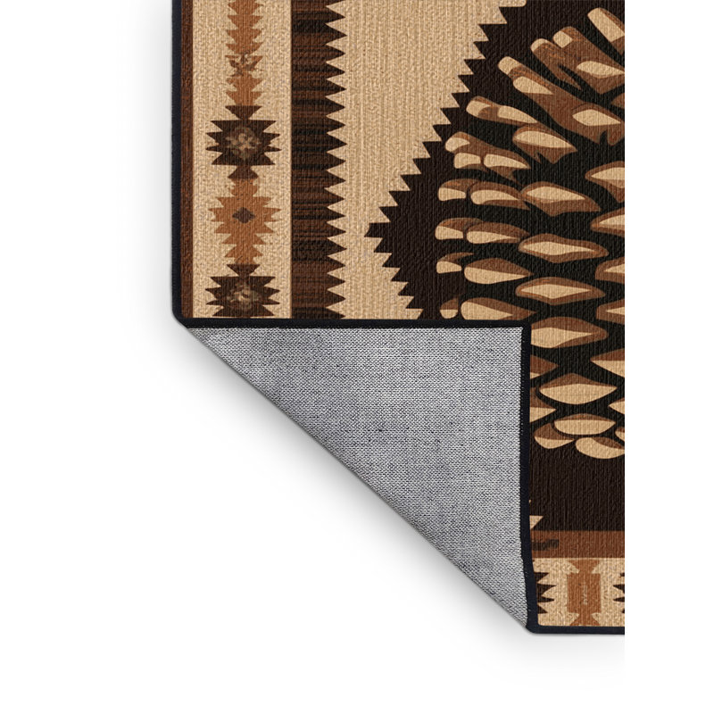 Washable Pinecone Southwestern Area Rug, Rectangle 3' x 5'