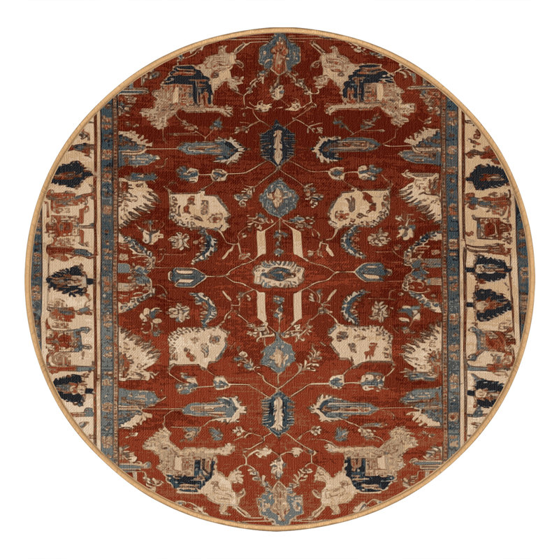 Tapis brun lavable à la machine, Rond 3 pi