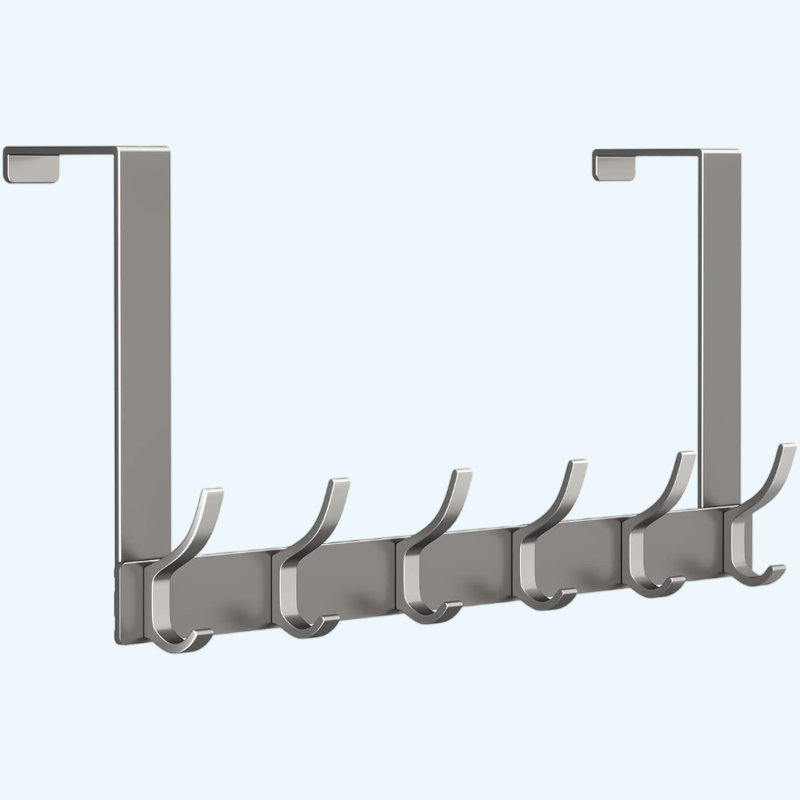 Support à suspendre au-dessus de la porte, support de rangement robuste et peu encombrant (12 crochets), Gris