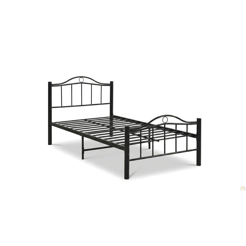 Structure de lit plateforme moderne en métal avec tête de lit et pied de lit, support de lattes en acier robuste, aucun sommier tapissier requis, fabrication stable et silencieuse, dégagement sous le lit, assemblage facile