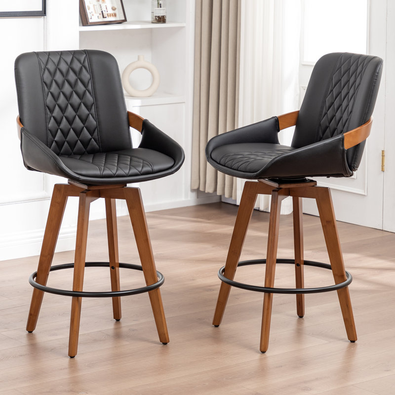 Modern Swivel Bar Stool, Black, Counter Stool (66.8cm Seat Height)