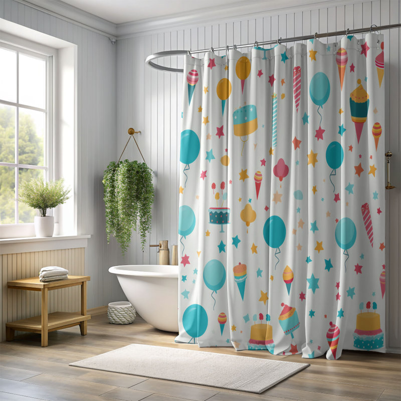 Festive Delight - Rideau de douche Premium, H 74 po x l 71 po