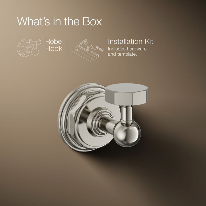 Pinstripe® Wall Mounted Robe Hook, Vibrant Polished Nickel