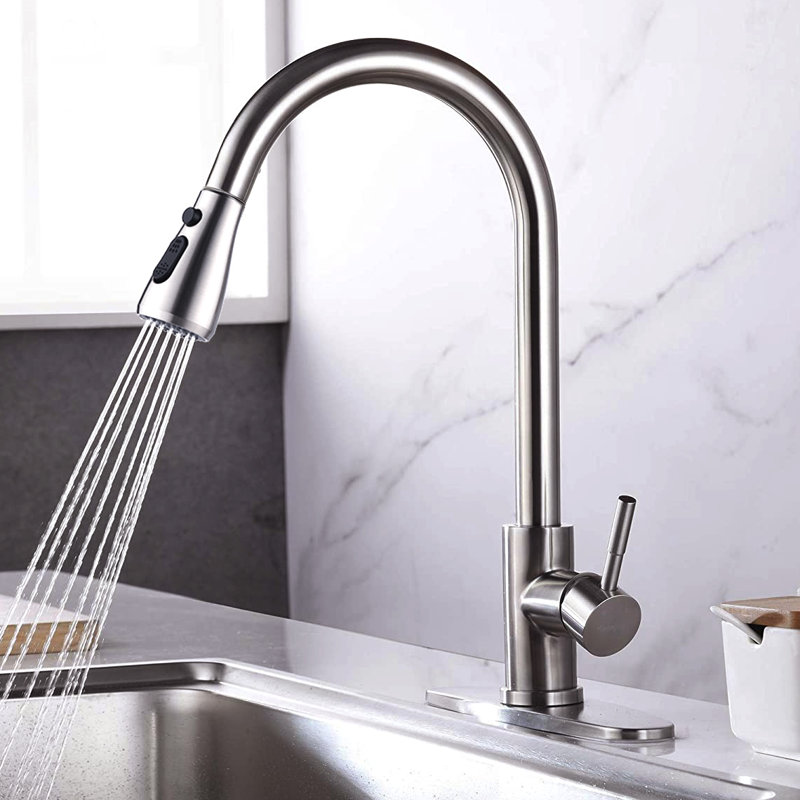BATHLET Ledbetter Pull Down Kitchen Faucet, Brushed Nickel