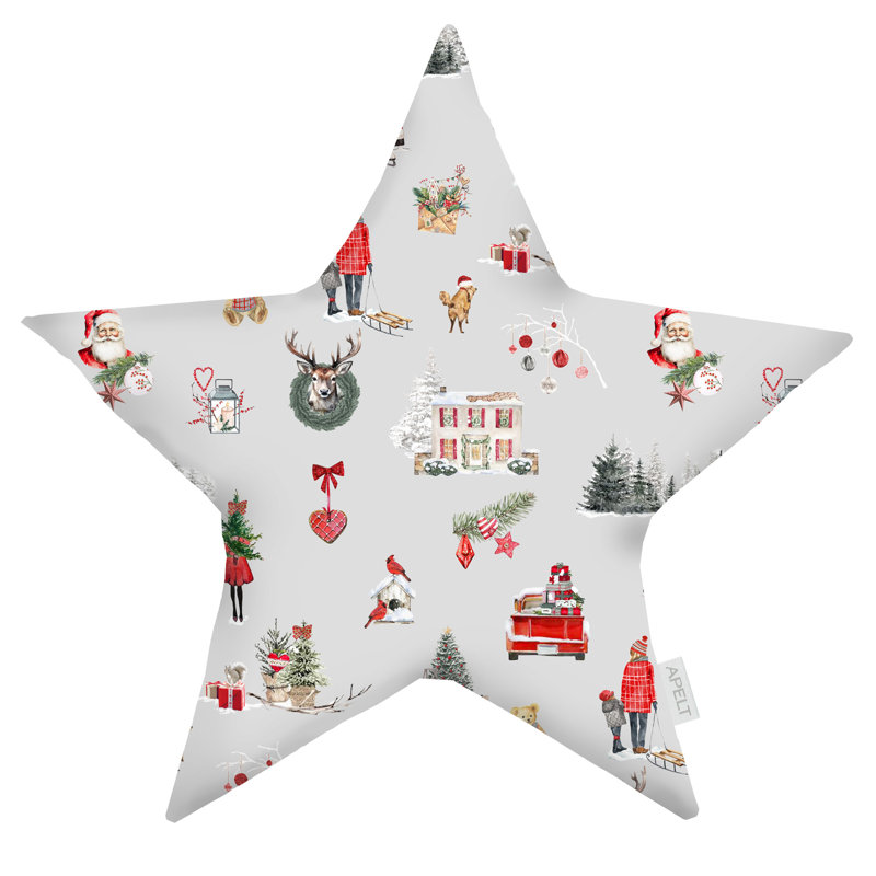 Winterwelt Cushion, 44cm x 44cm, Grey/Brown/Blue, Square