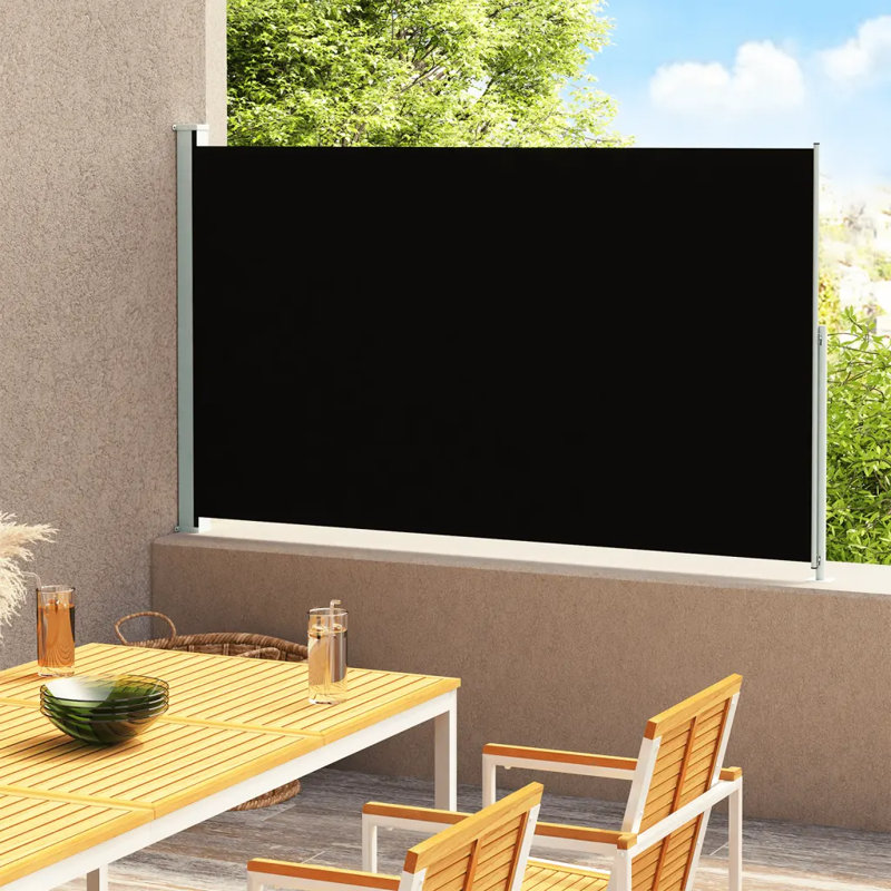 Dakota Fields Fabric Cover Motorised Retractable Side Awning, Black, 220x300 cm
