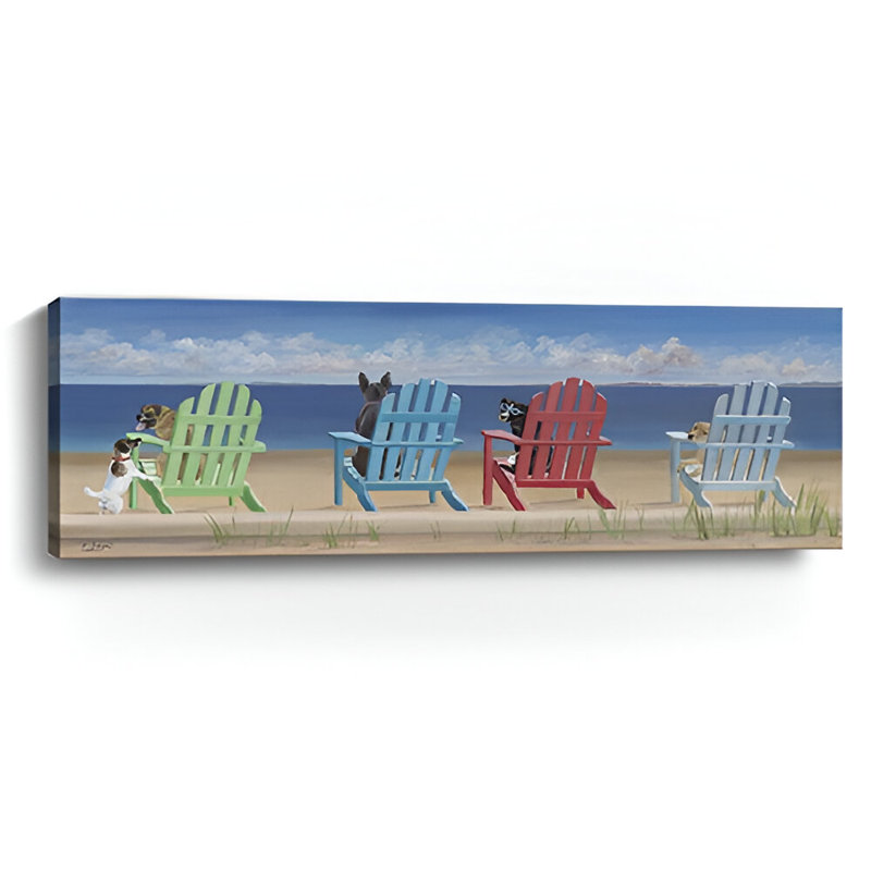 «Dogs at the Beach», art mural sans cadre, 20 po x 60 po