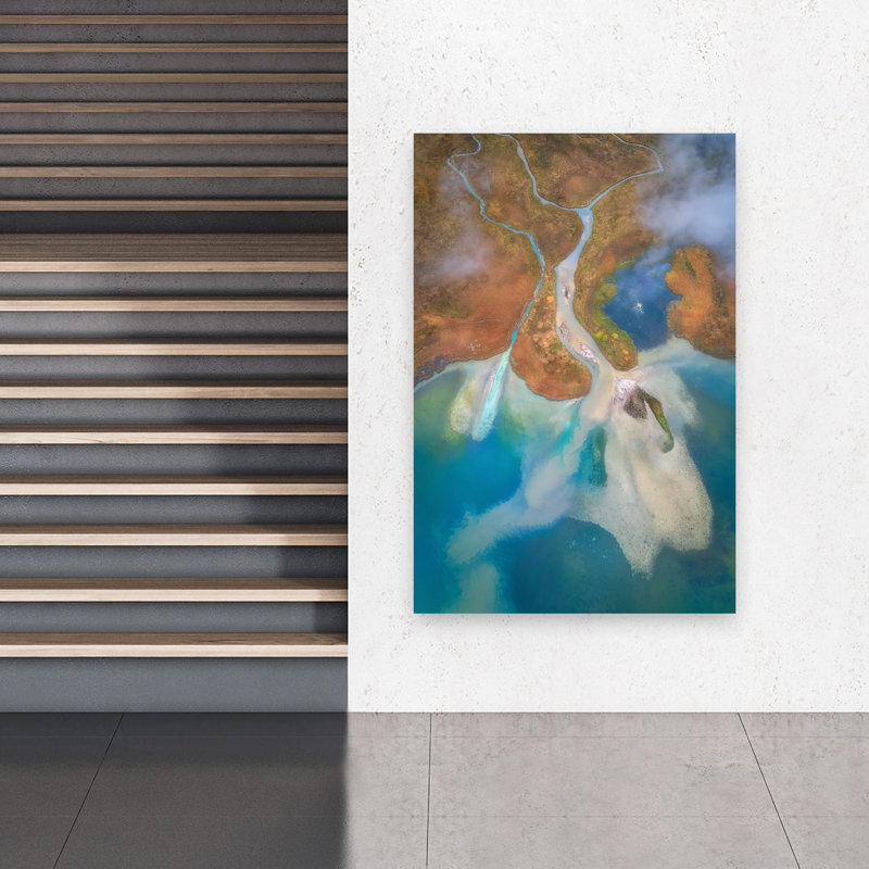 Rivière Delta, motifs abstraits, paysage serein coloré, art mural, H 60 po x l 40 po