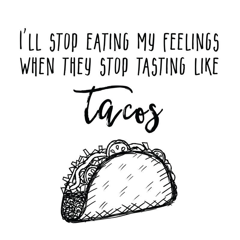 Eating My Feelings Taco - Wrapped Canvas Print, 30cm H x 30cm W x 3.8cm D