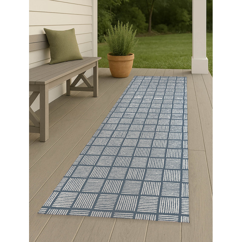Tapis d'extérieur antidérapant Tally Blocks, Tapis de couloir 2 pi 6 po x 8 pi