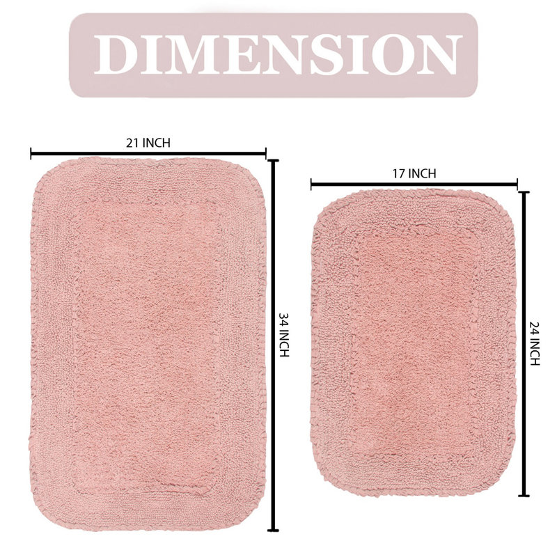 Ensemble de 2 tapis de bain en coton Aceyon, Rose