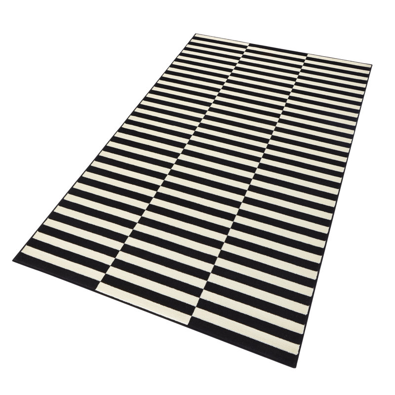 Panel Machine Woven Black/Cream Indoor Rug, Rectangle 200 x 290cm