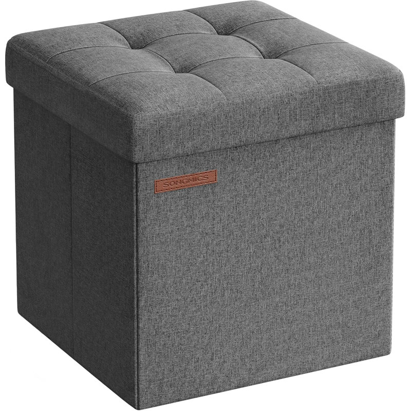 30cm Wide Rectangle Solid Colour Standard Ottoman, Dark Grey