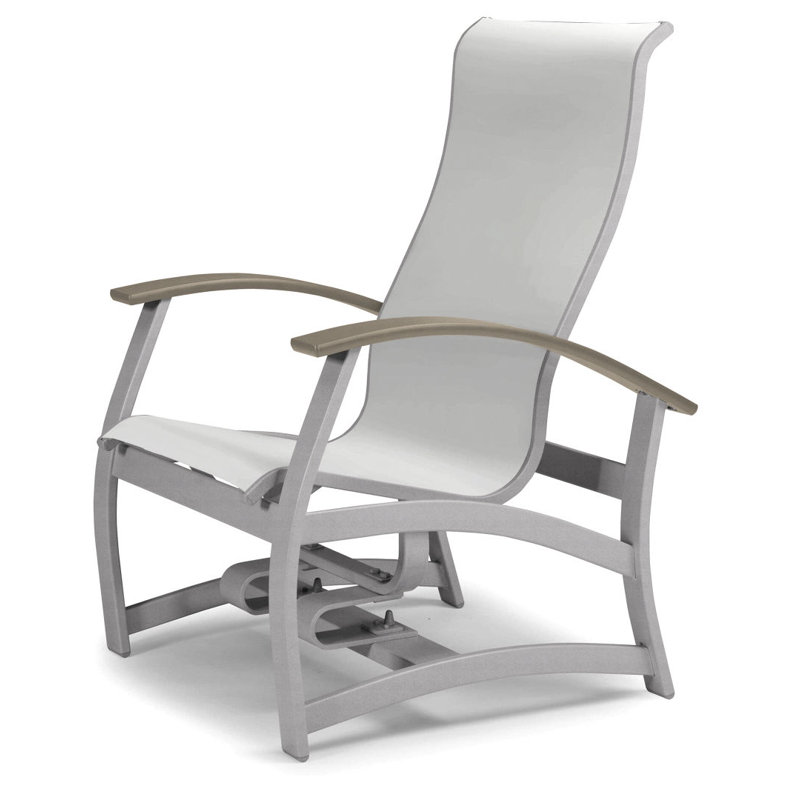 Askar Swivel Powder Coated Aluminum Outdoor Lounge Chair, White 6D Sunbrella®, Desert P60, Textured Silver