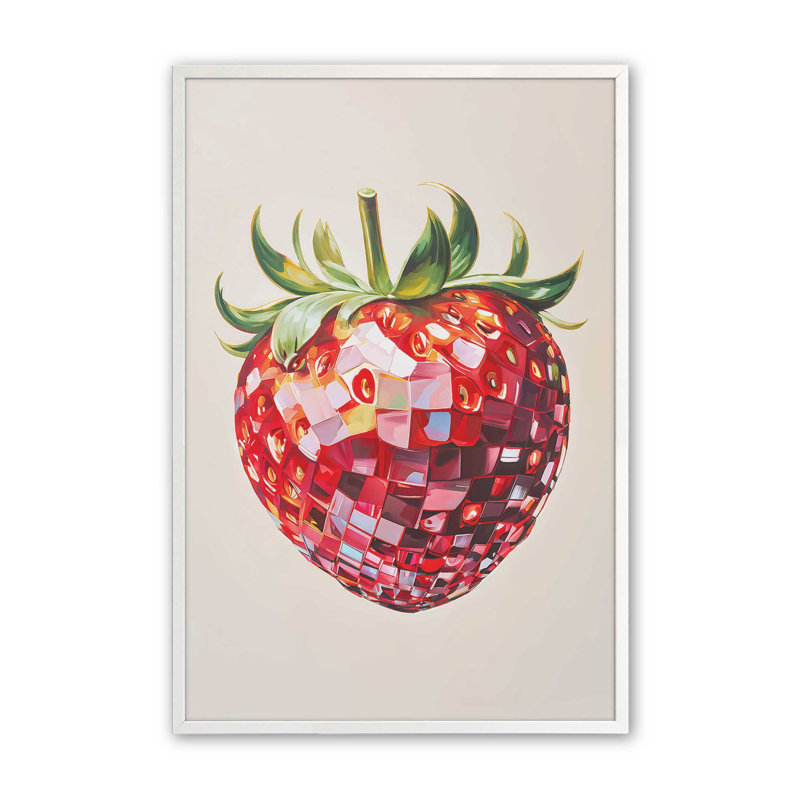 Imprimé disco fraise, H 25,25 po x l 19,25 po, Zinc patiné
