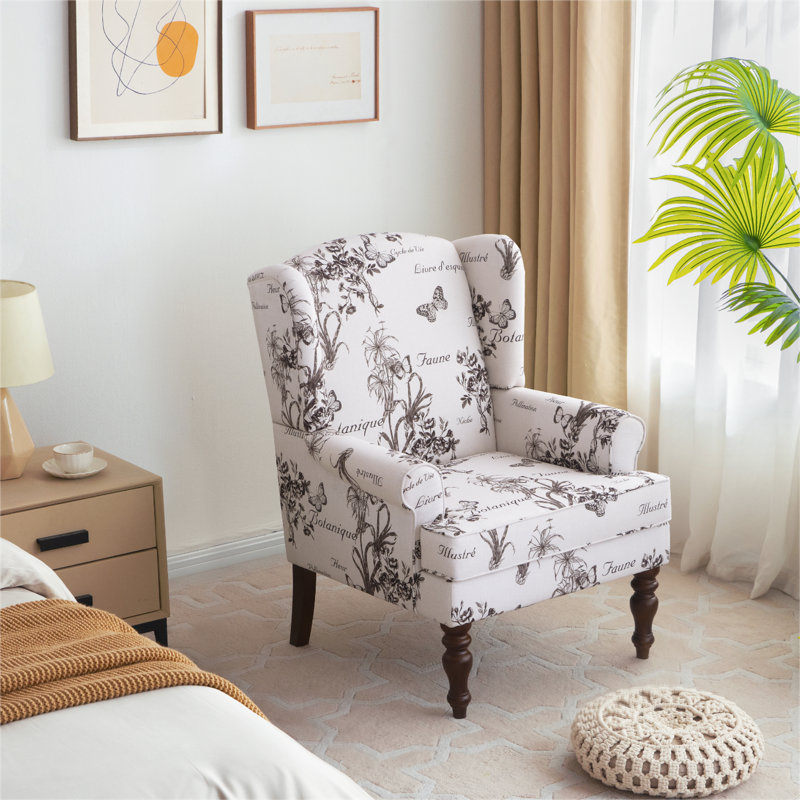 Damiyah Upholstered Wingback Armchair, Gray