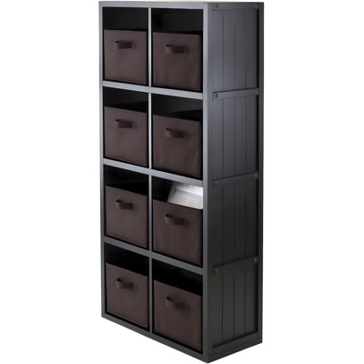 Winsome Timothy 9-Piece Storage Set With 4X2 Grid Shelf And 8 Foldable Fabric Baskets For Organized Home Decor