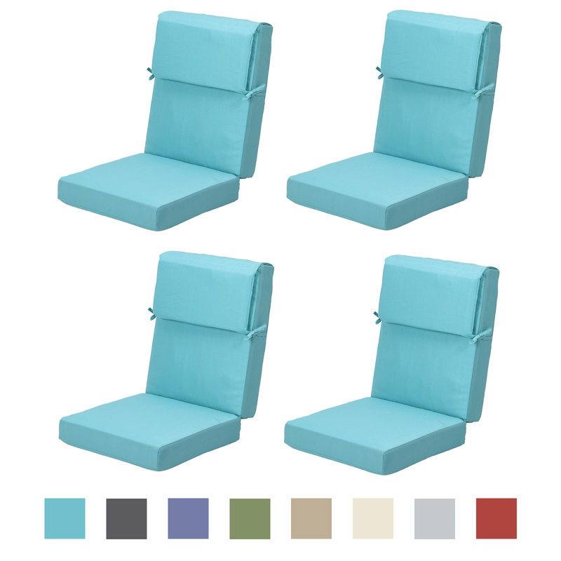 Ensemble de 4 coussins de chaise d'extérieur, Bleu