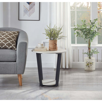 Table de bout ronde contemporaine avec tablette