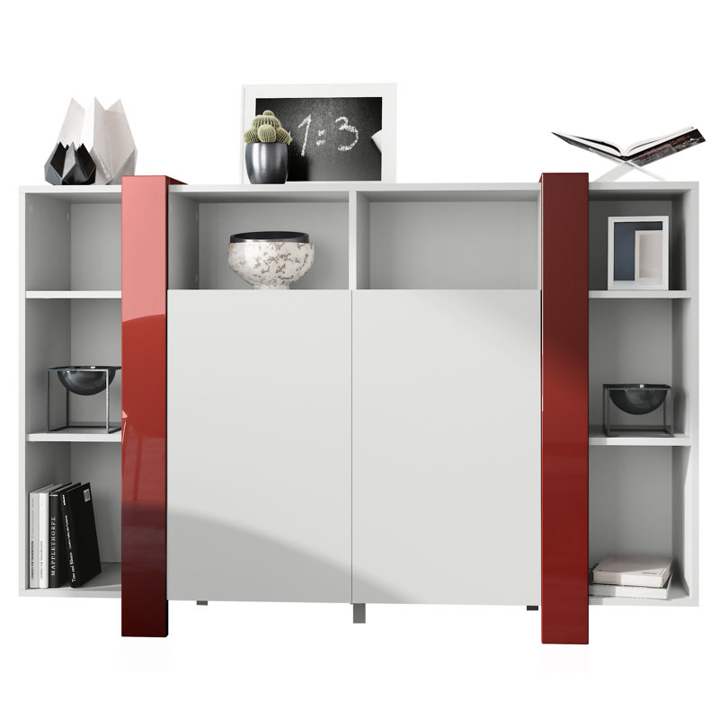 Abbie-May 149cm Sideboard, White Matt/Bordeaux High Gloss