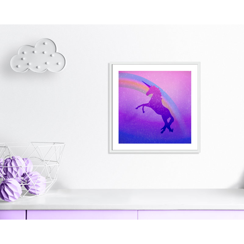 « licorne 2 », art encadré, H 27,5 po x l 27,5 po x P 1,19 po, Encadré de boîte blanc