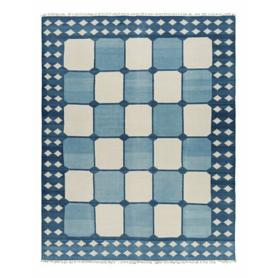 One-of-a-Kind 9'5" X 12'0" No Cotton Area Rug Blue, White, Cream